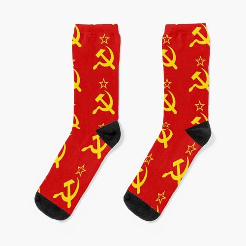 Chaussettes Taille Unique Hammer De L'urss Et Faucille Cccp Retro Russe Soviétique Russie Flag Soviétique Nouveauté Fantaisie Motif Fou Équipage Décontracté Pour Hommes Femmes
