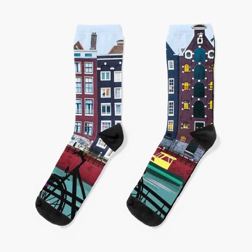 Chaussettes Taille Unique Faire Du Vélo; À Amsterdam Holland Print Nouveauté Fantaisie Motif Fou Équipage Décontracté Pour Hommes Femmes