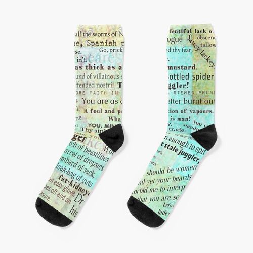 Chaussettes Taille Unique Les Meilleures Insultes De Shakespeare Nouveauté Fantaisie Motif Fou Équipage Décontracté Pour Hommes Femmes