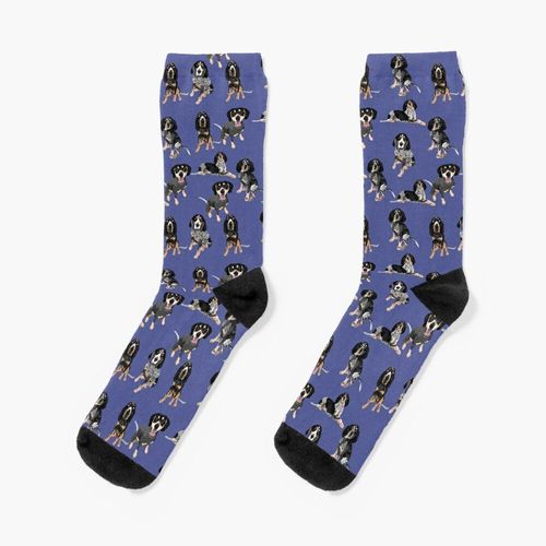 Chaussettes Taille Unique Bluetick Coonhounds Sur Bleu Nouveauté Fantaisie Motif Fou Équipage Décontracté Pour Hommes Femmes