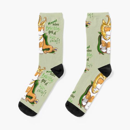 Chaussettes Taille Unique Agenouiller Avant Lokitty! (Version Chibi) Nouveauté Fantaisie Motif Fou Équipage Décontracté Pour Hommes Femmes