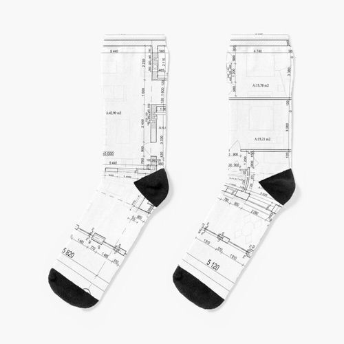 Chaussettes Taille Unique Plan D'étage En Architecture Privé Architectural, Disposition Des Appartements, Plan. Vecteur Nouveauté Fantaisie Motif Fou Équipage Décontracté Pour Hommes Femmes