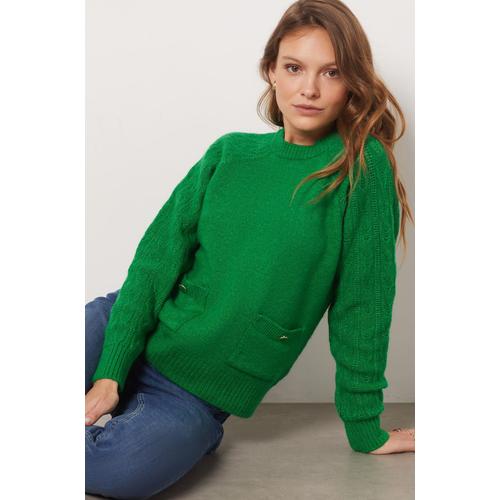 Pull Ajouré Détails Poches Avant - Lotty - S - Vert - Femme - Etam