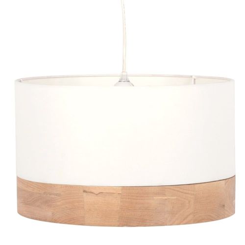 Suspension Tambour En Bois D'hévéa Et Tissu Beige