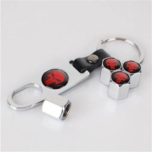 Sliver De Dents Rouges - 4pcs/Lot Red Skull Logo Wrench Car Wheel Airtight Tyre Tire Valve Caps Emblem Fits For Punisher Toyota Chevrolet Ford Hyundai