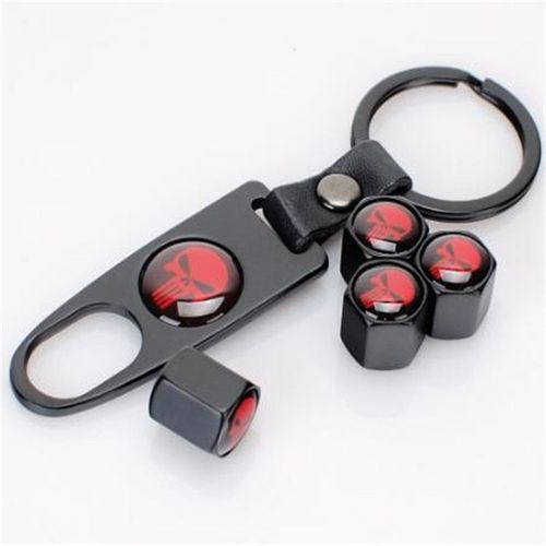 Dent Rouge Noir - 4pcs/Lot Red Skull Logo Wrench Car Wheel Airtight Tyre Tire Valve Caps Emblem Fits For Punisher Toyota Chevrolet Ford Hyundai
