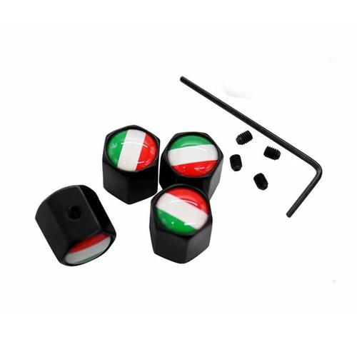 Noir - 4pcs/Set Italy Flag Logo Anti-Theft Valve Caps Black Wheel Tire Stem Air Caps Auto Styling For Porsche Fiat Alfa-Romeo