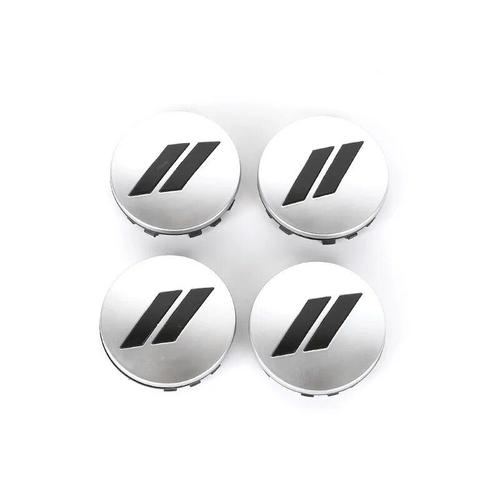 4pcs Argent Noir - Couvercle De Jantes De Voiture, 63mm, 4 Pièces, Capuchon De Roue D Odge, Marine Captain Two Barres Argentées Emblème, Pour Chrysler