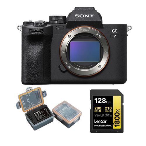 Sony Alpha A7 Mark IV Boîtier+Lexar 128Go carte mémoire SDXC professionnelle 1800x UHS-II+Kingma 2000 mAh (Sony NP-FZ100) batterie