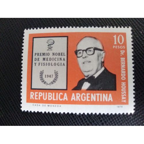 Timbre Argentine Yt 1059 Dr Bernardo Houssay (1887-1971) Médecine (1947) 1976 ( 131207 )