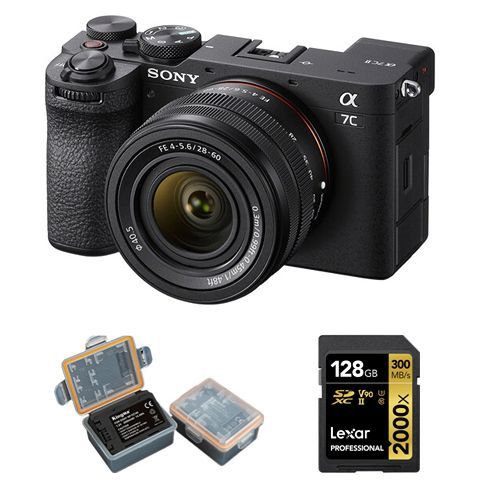 Sony A7C II (28-60 mm) noir Kit+Lexar 128Go carte mémoire professionnelle 2000x UHS-II SDXC+Kingma 2000 mAh (Sony NP-FZ100) batterie