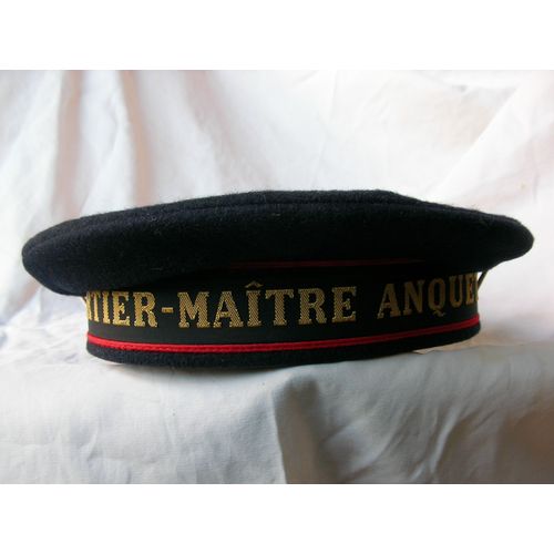 Ww2/Post. France Bachi Francais Militaire Noir " Quartier-Maitre Anquetil " Taille 57 Personnalisé