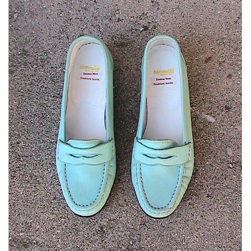 Mocassins Moratti Cuir Veau Nubuck Turquoise T 37 1/2