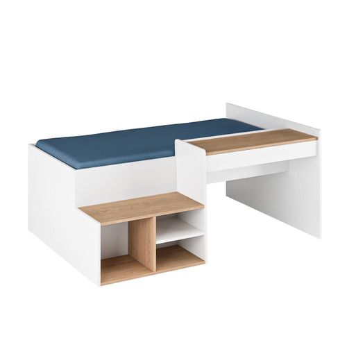 Pack Lit Combiné Avec Bureau Et Matelas Boruto Blanc Et Noisette