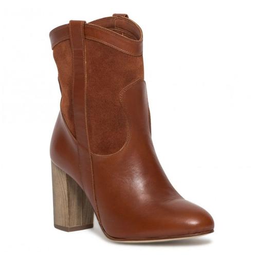 Boots Femme En Cuir - Taille 37 - Couleur Camel