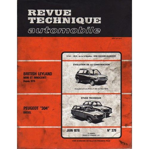 Revue Technique Automobile  N° 379 : British Leyland Mini Et Innocenti Depuis 1975 - Peugeot 304 Diesel