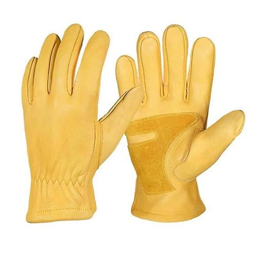 1 Paire De Gants De Travail En Cuir Flex Grip, Poignet Extensible, Gant De Travail En Cuir De Vache R¿¿Sistant L