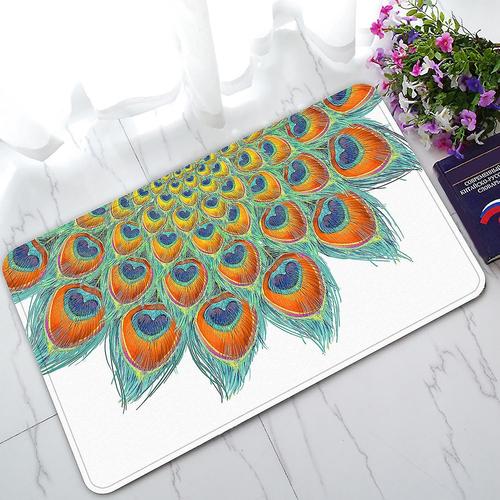 Paillasson en plumes de paon, motif Mandala ornemental, pour int¿¿rieur/ext¿¿rieur/salle de bain, 45x75 Cm, C--4599