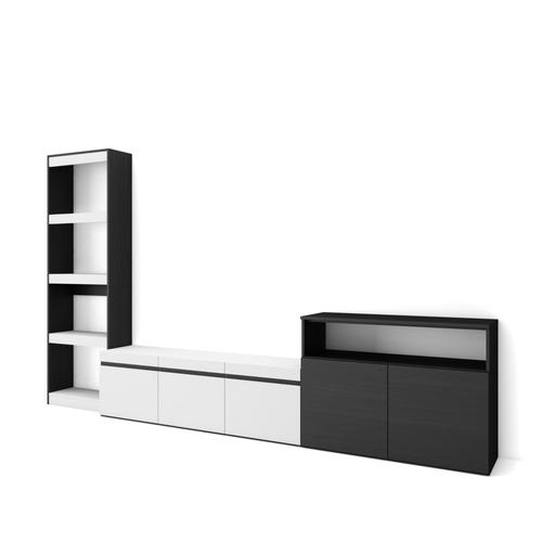 Ensemble Meuble Tv | Meuble Salon Complet | 310x186x35cm | Pour Les Tv Jusqu'à  65' | Salon Complet | Style Moderne | Blanc Et Noir