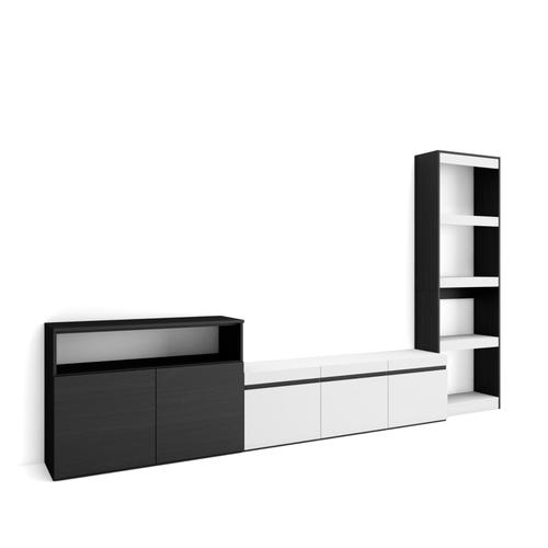 Ensemble Meuble Tv | Meuble Salon Complet | 310x186x35cm | Pour Les Tv Jusqu'à  65' | Salon Complet | Style Moderne | Blanc Et Noir