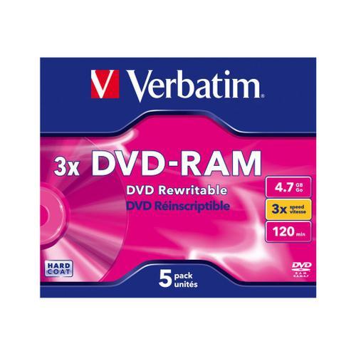 Verbatim - 5 x DVD-RAM - 4.7 Go 3x - boîtier CD