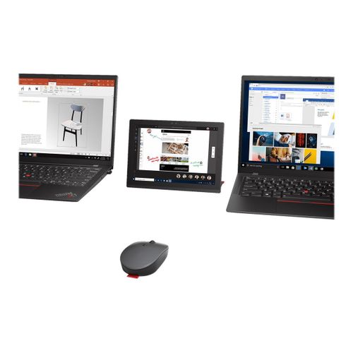 Lenovo Go Multi-device - Souris - bleu optique - 3 boutons - sans fil - 2.4 GHz, Bluetooth 5.0 - récepteur sans fil USB-C - noir tonnerre