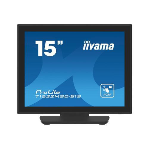 iiyama ProLite T1532MSC-B1S - Écran LCD - 15" - écran tactile - 1024 x 768 - TN - 350 cd/m² - 800:1 - 8 ms - HDMI, VGA, DisplayPort - haut-parleurs - noir, mat