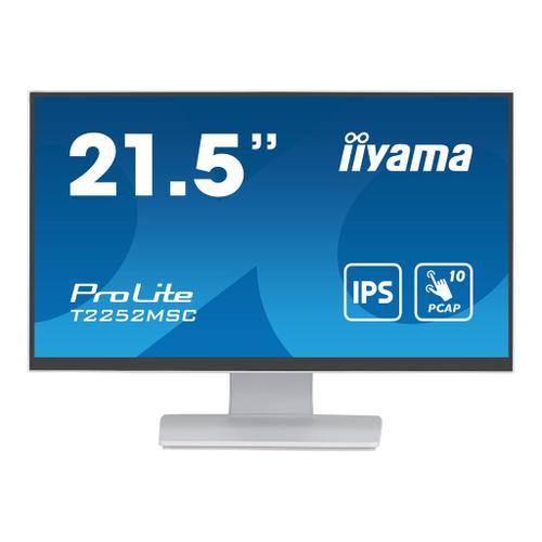 iiyama ProLite T2252MSC-W2 - Écran LED - 21.5" - écran tactile - 1920 x 1080 Full HD (1080p) - IPS - 250 cd/m² - 1000:1 - 5 ms - HDMI, DisplayPort - haut-parleurs - blanc, mat