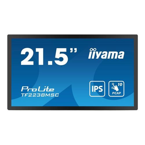 iiyama ProLite TF2238MSC-B1 - Écran LED - 21.5" - cadre ouvert - écran tactile - 1920 x 1080 Full HD (1080p) - IPS - 600 cd/m² - 1000:1 - 5 ms - HDMI, DisplayPort - noir, mat