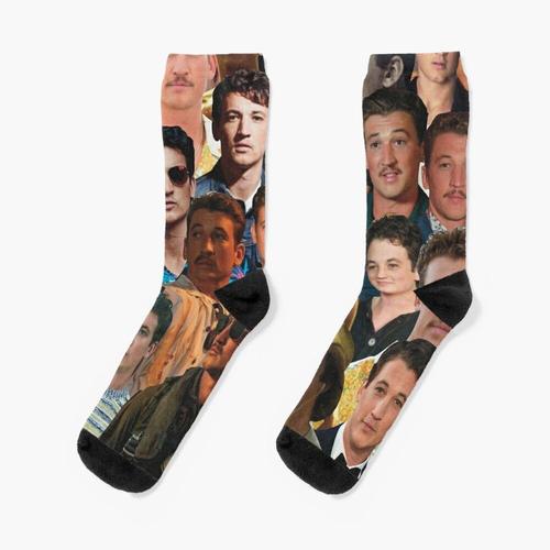 Chaussettes Taille Unique Collage Photo De Teller Miles Nouveauté Fantaisie Motif Fou Équipage Décontracté Pour Hommes Femmes