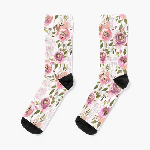 Chaussettes Taille Unique Baise Cette Merde - Floral Rose Nouveauté Fantaisie Motif Fou Équipage Décontracté Pour Hommes Femmes