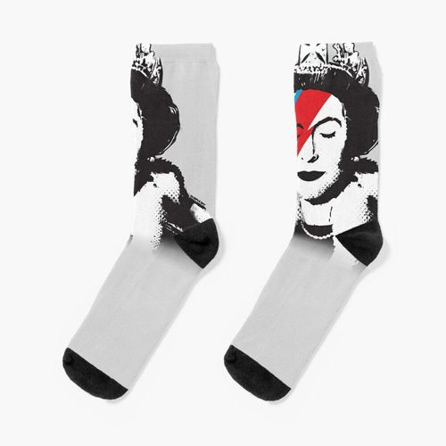 Chaussettes Taille Unique Banksy Uk England Dieu Save The Queen Elisabeth Rockband Face Face Makeup Nouveauté Fantaisie Motif Fou Équipage Décontracté Pour Hommes Femmes