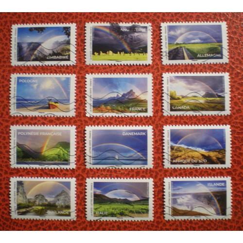 Entre Ciel Et Terre, L'arc En Ciel - Série Complète De 12 Timbres Oblitérés - France - Année 2023