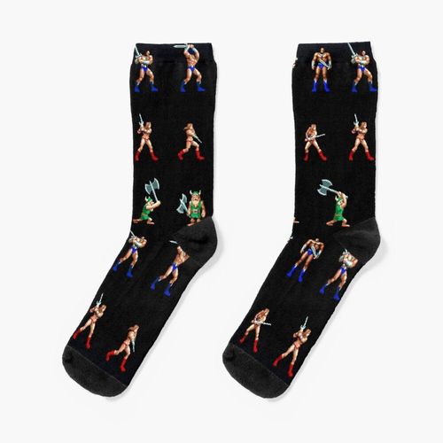 Chaussettes Taille Unique Art De Pixel À Hache D'or Nouveauté Fantaisie Motif Fou Équipage Décontracté Pour Hommes Femmes