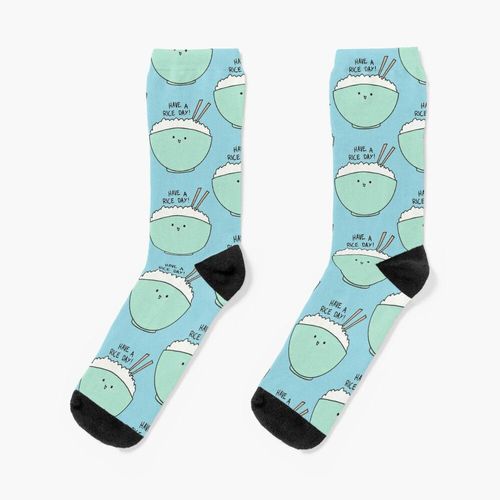 Chaussettes Taille Unique Passez Une Journée De Riz! Nouveauté Fantaisie Motif Fou Équipage Décontracté Pour Hommes Femmes