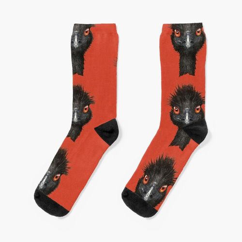 Chaussettes Taille Unique Bird Emu Drôle - Illustration D'émeu Cool Nouveauté Fantaisie Motif Fou Équipage Décontracté Pour Hommes Femmes