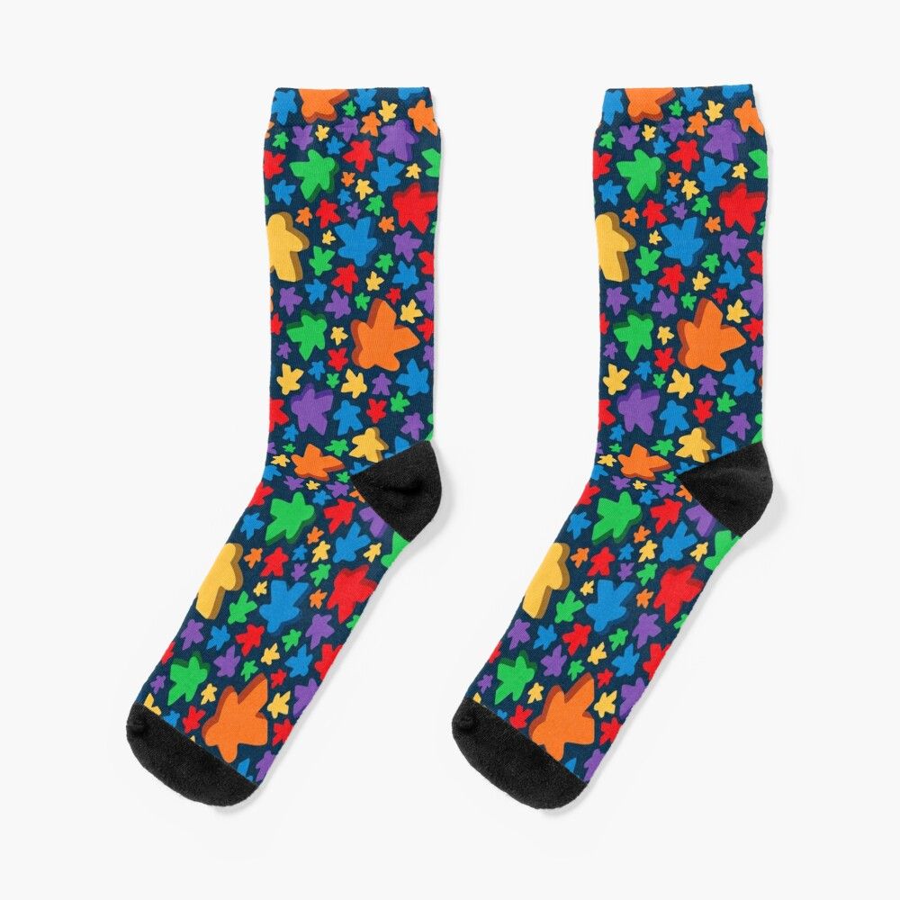 Chaussettes Taille Unique Deux Pips Tombant Meeples Nouveauté Fantaisie Motif Fou Équipage Décontracté Pour Hommes Femmes