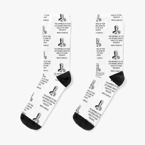 Chaussettes Taille Unique Stoïc Marcus Aurelius Cite Le Bonheur Nouveauté Fantaisie Motif Fou Équipage Décontracté Pour Hommes Femmes