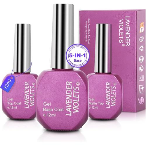 3 Pcs 12ml Mat,Top Coat & Builder Base Gel 5 En 1 Kits Vernis ¿¿ Ongles Gels Semi-Permanents Nail Polish, Base Et Structure Pour Faux Ongles Extensions D¿¿Corations Et Stickers F807 