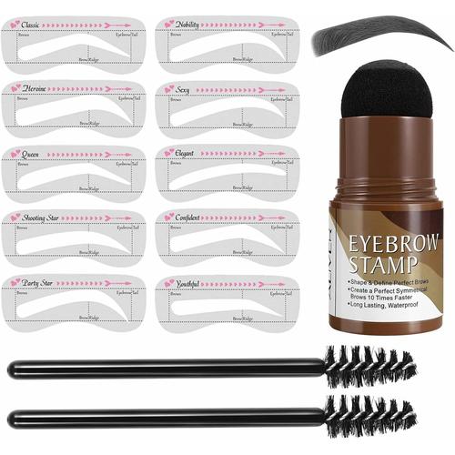 Kit De Tampons ¿¿ Sourcils ¿C Kit De Mise En Forme De Tampons ¿¿ Sourcils ¿¿Tanche, Poudre ¿¿ Sourcils Avec 2 Pinceaux ¿¿ Sourcils Et 10 Pochoirs ¿¿ Sourcils ¿¿ Construire, Poudre ¿¿ Sourcils (Gris) 