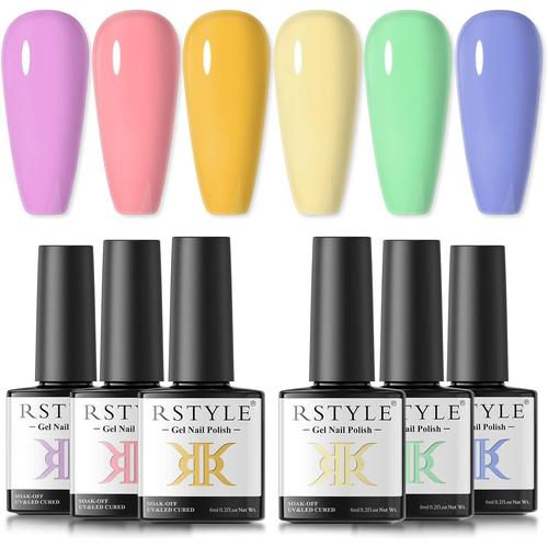 Vernis Semi Permanent, 6pcs Multicolore Couleurs Set French Lot Vernis ¿¿ Ongles En Gel Pour Salon Soak Off Manucure (B Couleur D'¿¿T¿¿) 