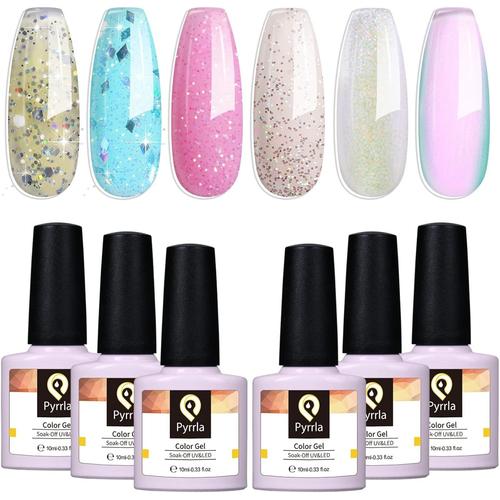 Translucent Era Lot De 6 Vernis ¿¿ Ongles Gel Soak Off Pour Une Finition Lisse Et Durable 