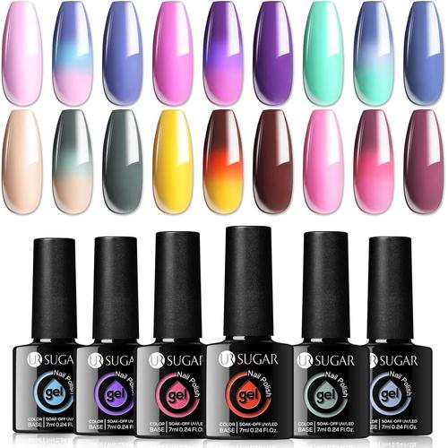 7ml Vernis Semi Permanent Vernis Cameleon Semi Permanent Thermique Vernis ¿¿ Ongle Temp¿¿Rature Change De Couleurs Kit Ongle Gel 6pcs