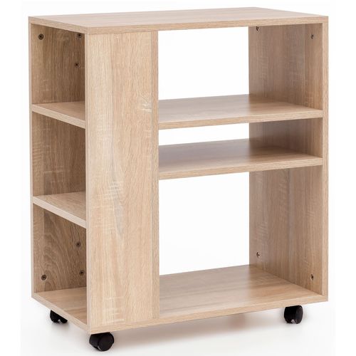 Étagère De Rangement Roulette 60x75x35 Cm Bibliothèque Ouverte Salon