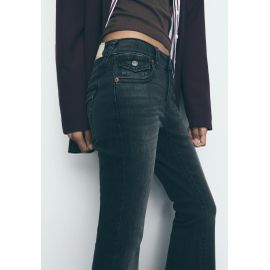 Stradivarius D04 Jean flare taille basse DENIM NOIR DÉLAVÉ 34