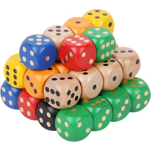 21PCS Dés en Bois Coloré de 30 mm avec 6 Faces