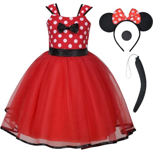 Deguisement Robe Princesse Minnie Bebe Fille 4Pcs Polka Dot Princesse Robe Minnie D guisement avec Bandeau d oreille Robe Pois Minnie D guisement pour Cosplay Anniversaire Halloween No l Rakuten