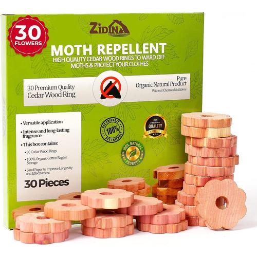 Anti Mites Textiles | Pack De 30 Anneaux | Anti Mites Vetements Armoire | Bois Cedre Puantes Puissante | Barrage Aux Insectes | Naturelle Contre Les Mites Pour Les Armoires, Produit Anti Mites