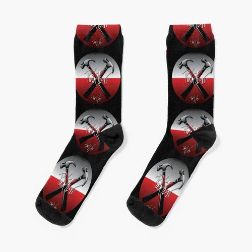 Chaussettes Taille Unique Red Black Hammer Pink Floyd - Le Mur Nouveauté Fantaisie Motif Fou Équipage Décontracté Pour Hommes Femmes