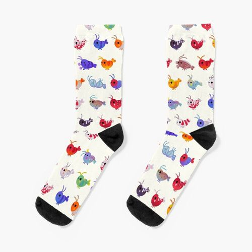 Chaussettes Taille Unique Crevettes D'eau Douce - Nom Nouveauté Fantaisie Motif Fou Équipage Décontracté Pour Hommes Femmes